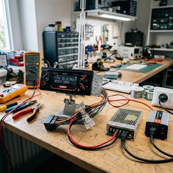 autoradio aansluiten op omvormer